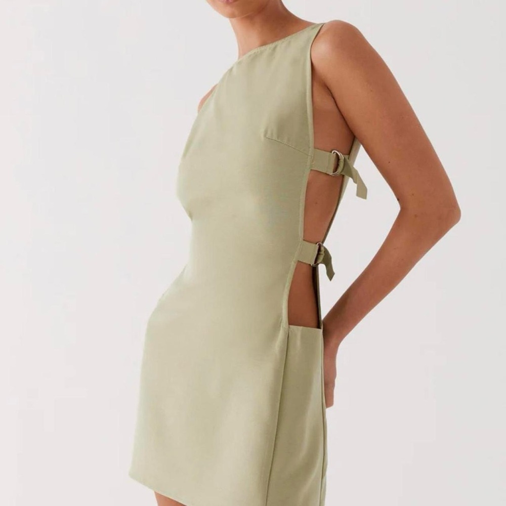 Peppermayo Green Asymmetrical Sheath Mini Dress